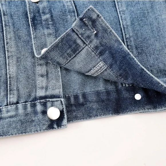 Girls Embroidered Bunny Denim Jacket Soft Cotton Jean Jacket Kids Spring Fall - Picture 6 of 8